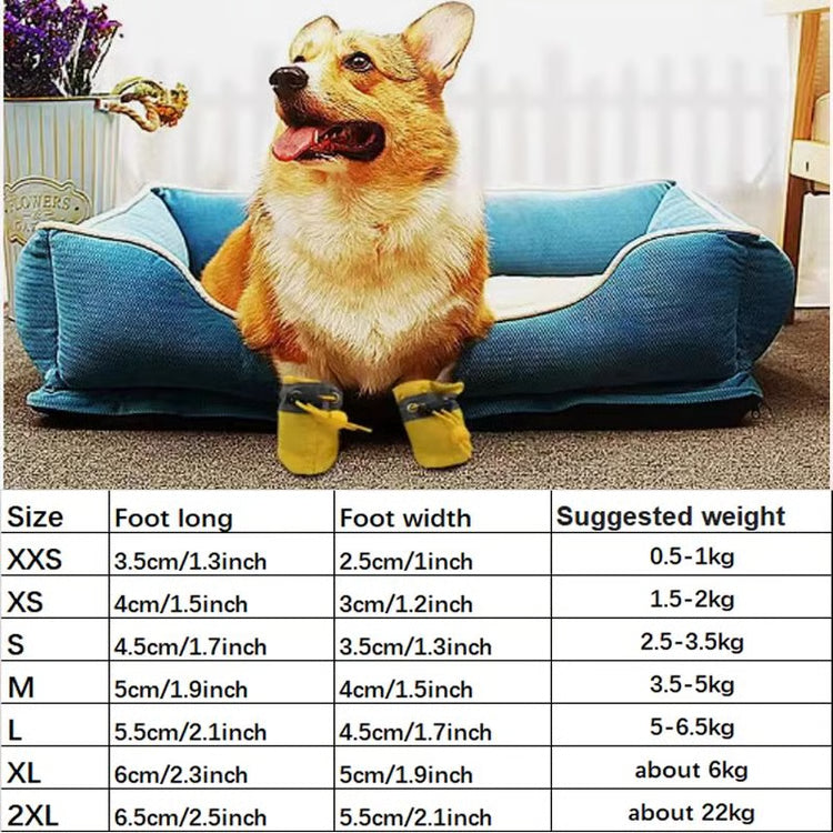 4 Piece Waterproof Anti Slip Dog and Cat Winter Boots Warm Velvet Pet Shoes