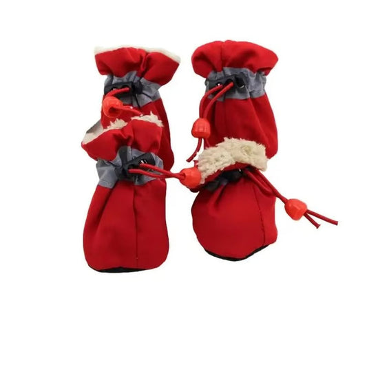 4 Piece Waterproof Anti Slip Dog and Cat Winter Boots Warm Velvet Pet Shoes