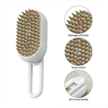 Rotating Steam Spray Pet Grooming and Deshedding Brush
