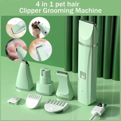 Cordless 4-in-1 Pet Grooming Kit with Low-Noise Clippers & Nail Grinder