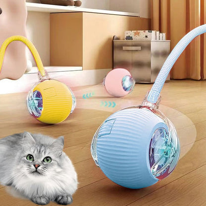 Automatic Rolling Pet Ball with Wagging Tail – Rechargeable Interactive Toy