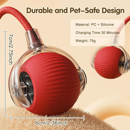 Automatic Rolling Pet Ball with Wagging Tail – Rechargeable Interactive Toy