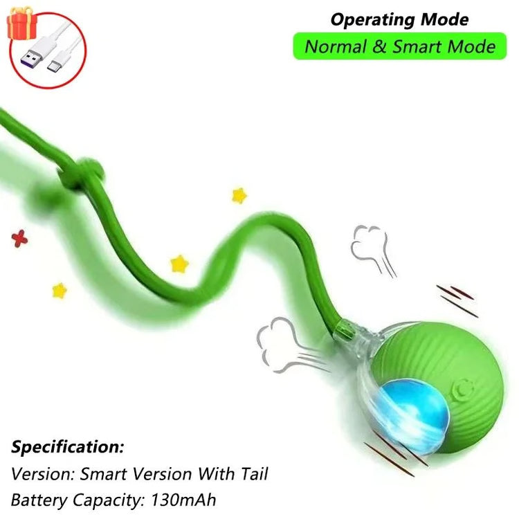 Automatic Rolling Pet Ball with Wagging Tail – Rechargeable Interactive Toy
