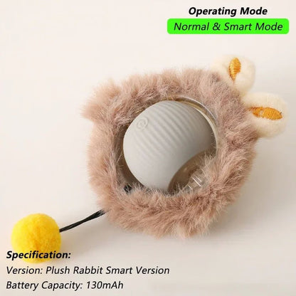 Automatic Rolling Pet Ball with Wagging Tail – Rechargeable Interactive Toy