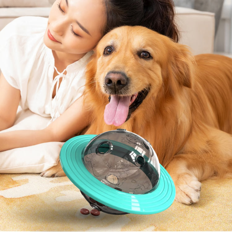 Chew Proof Flying Saucer Dog Toy, Unbreakable UFO Treat Dispenser, Wobble Ball Food Feeder for Powerful Chewers