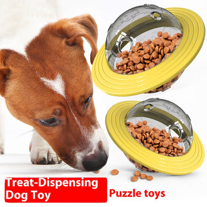 Chew Proof Flying Saucer Dog Toy, Unbreakable UFO Treat Dispenser, Wobble Ball Food Feeder for Powerful Chewers