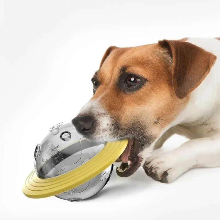 Chew Proof Flying Saucer Dog Toy, Unbreakable UFO Treat Dispenser, Wobble Ball Food Feeder for Powerful Chewers