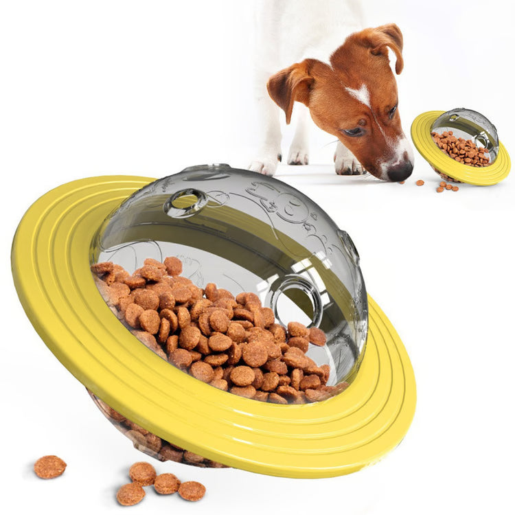 Chew Proof Flying Saucer Dog Toy, Unbreakable UFO Treat Dispenser, Wobble Ball Food Feeder for Powerful Chewers