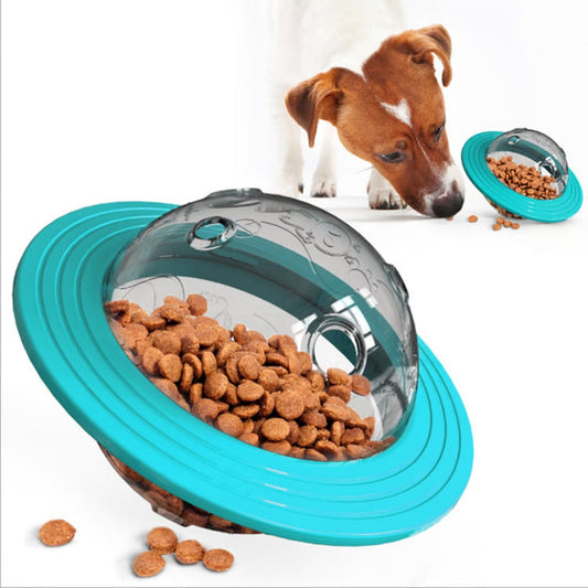 Chew Proof Flying Saucer Dog Toy, Unbreakable UFO Treat Dispenser, Wobble Ball Food Feeder for Powerful Chewers