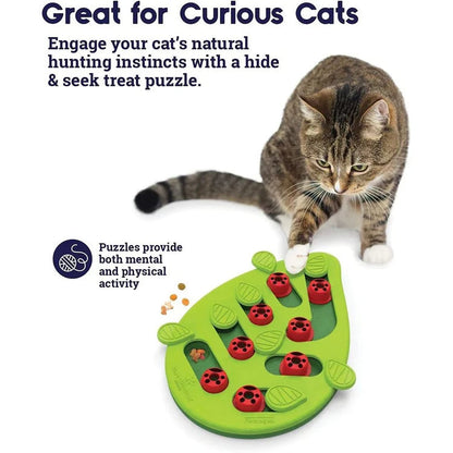 Interactive Cat Treat Puzzle Feeder & Scratch Board – Rainy Day Food Dispensing Enrichment Toy for