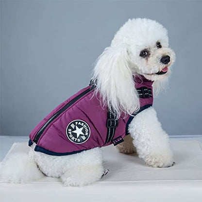 Dog Winter Coat With Built In Harness