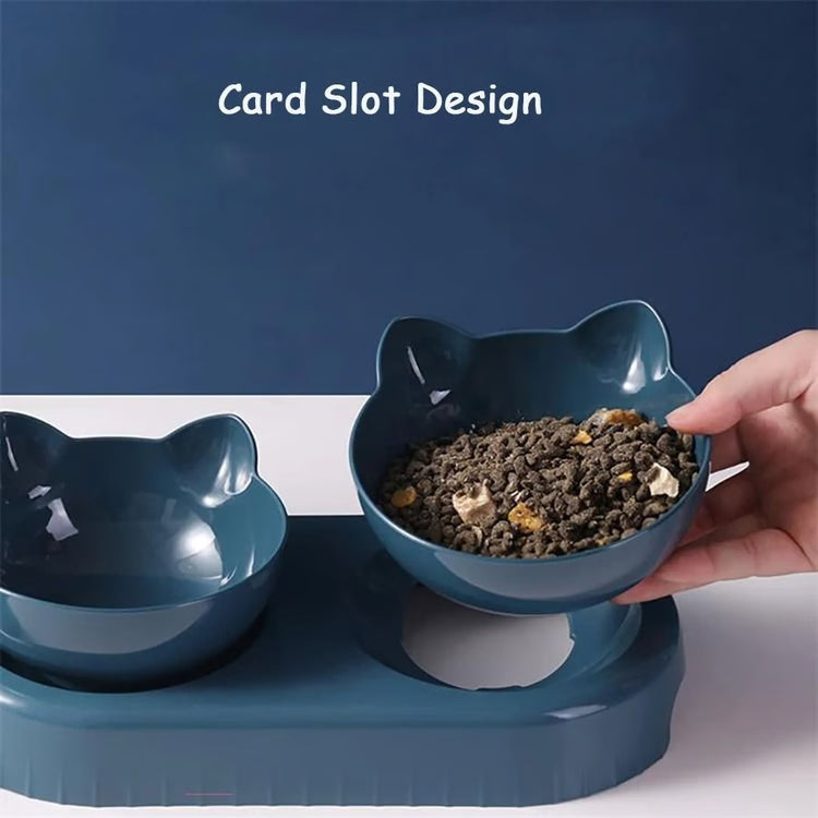 2 in 1 Cat Feeding Bowl Set with Automatic Water Dispenser and Tilted Design
