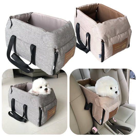 Portable Dog Car Seat Bed for Small Dogs & Cats, Safety Travel Bag for Car Rides