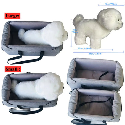 Portable Dog Car Seat Bed for Small Dogs & Cats, Safety Travel Bag for Car Rides